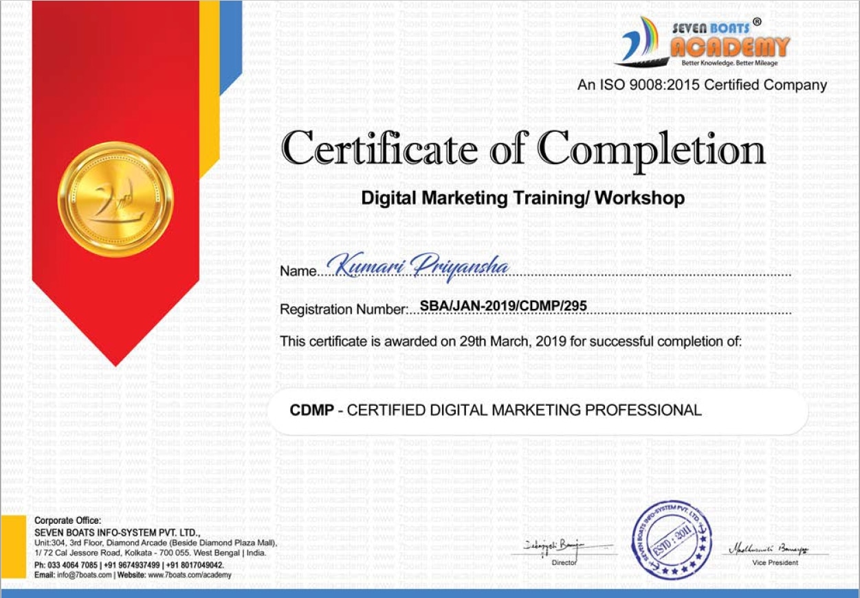 Online Digital Marketing Course 30 - certificate 7boats
