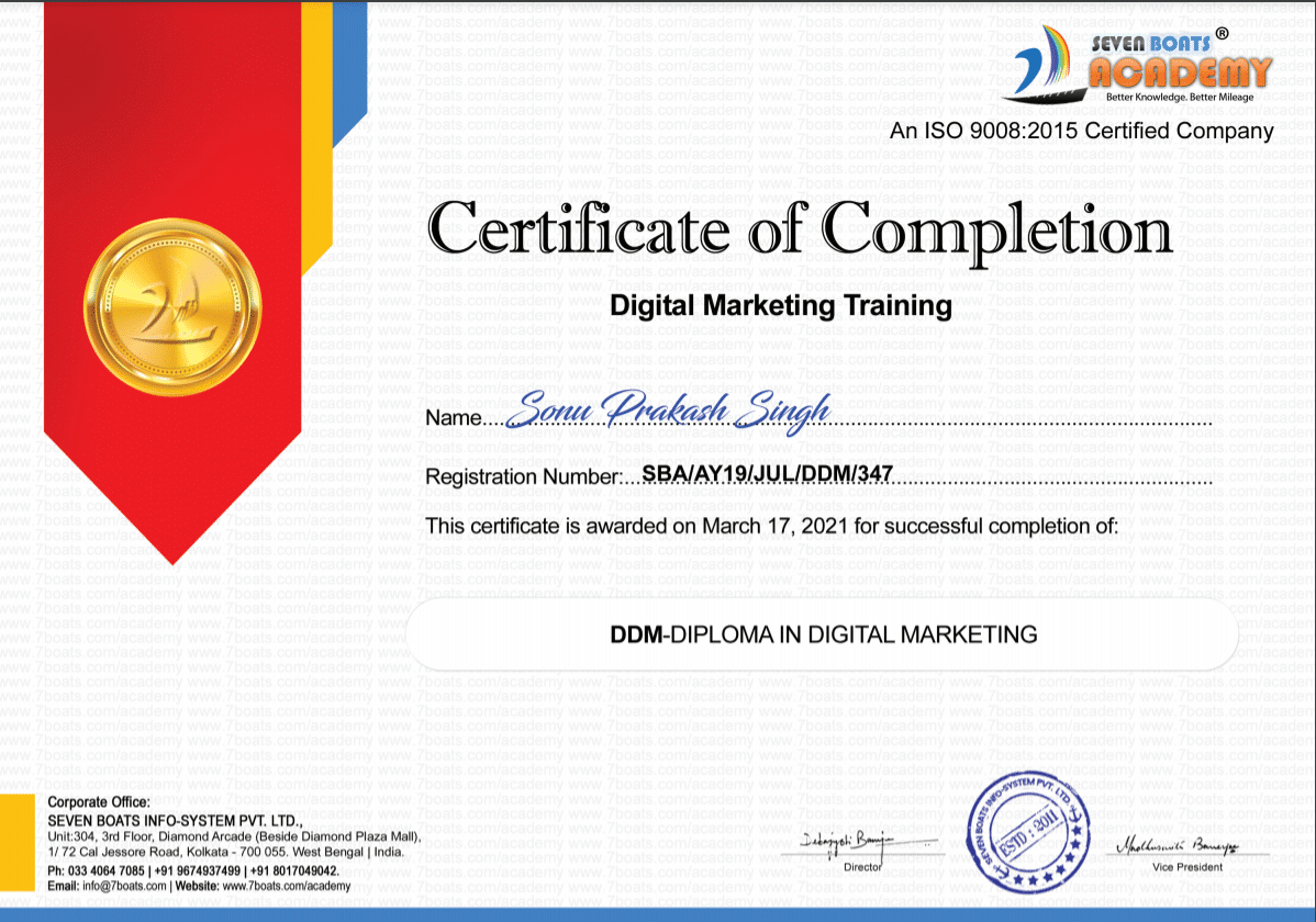 Diploma in Digital Marketing 32 - DDM certificate 7boats