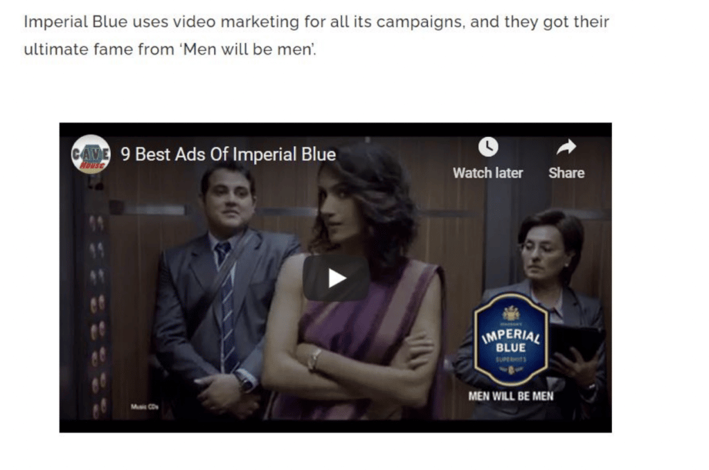 Example of moment marketing - Imperial blue